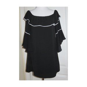 June & Hudson Black Ruffle Off Shoulders Dress Size Large NEW SALE